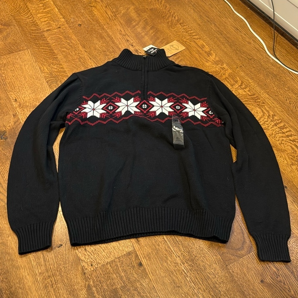 NWT Weatherproof Vintage Men’s Sweater Blue Red and White Size XXL